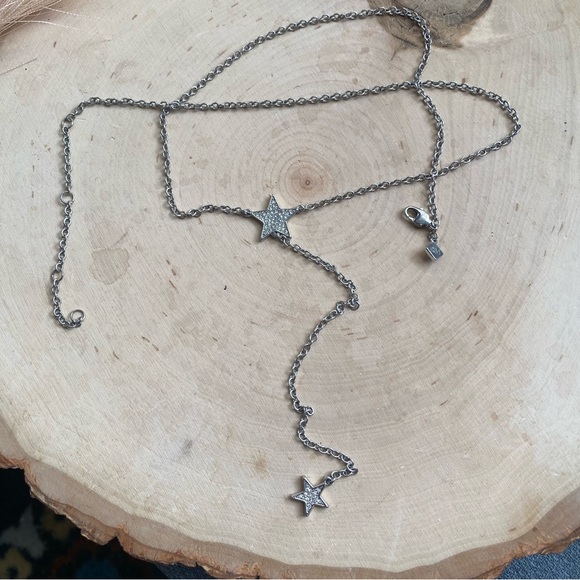 VTG- Roman- Y Lariat with Sparkling Stars on silver colored dainty chain - Picture 2 of 10